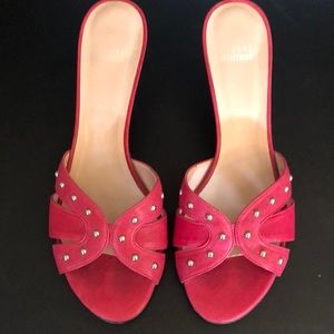 Stuwart Weitzman Hot Pink heels with silver studs